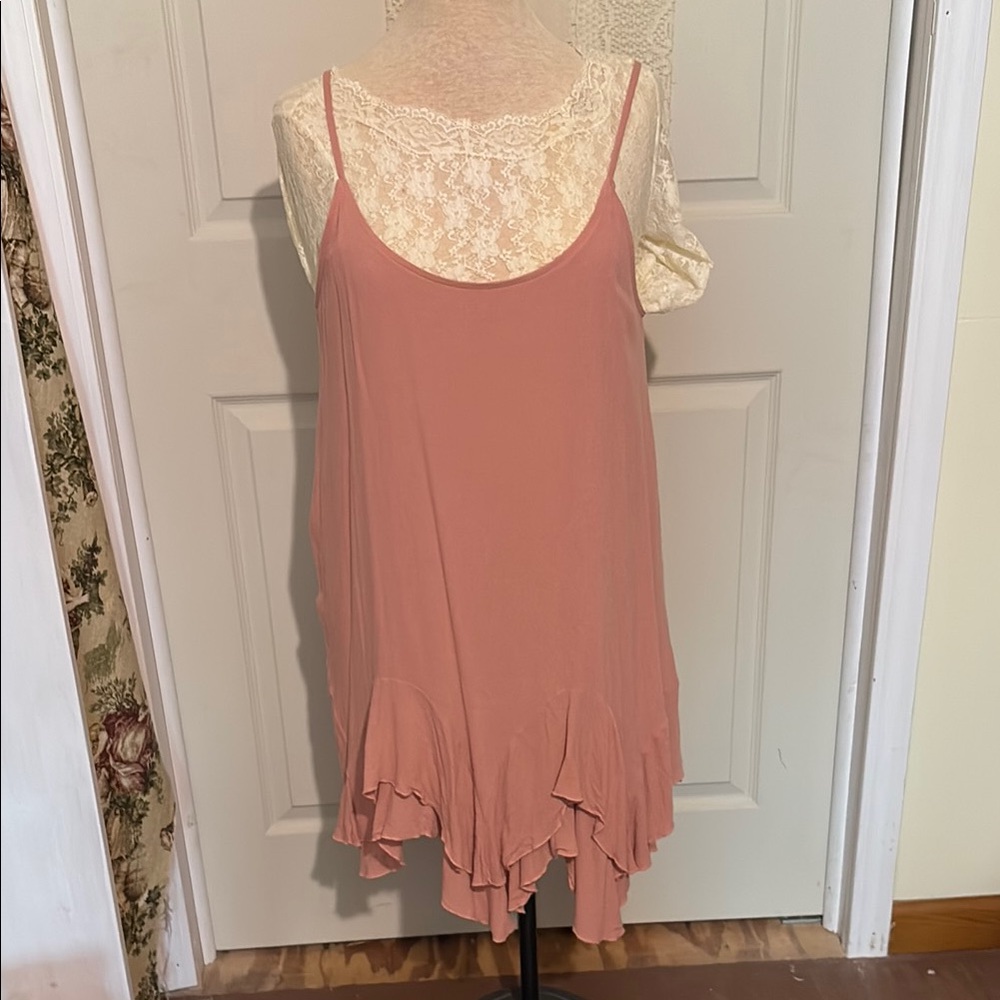 Pink Ruffle Hem Slip Dress “Entro” brand Sz L